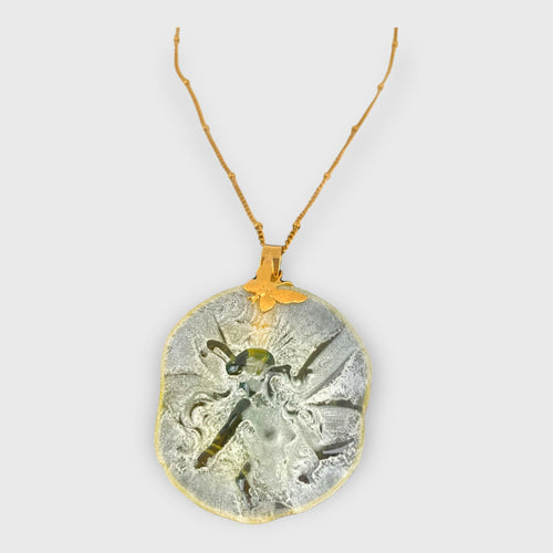 fee, onirique, collier unique feminin, romantique, cristal jaune vert, iris, collier bleu, floral, jacinthe, fleur, printanier, collier pour femme, idee cadeau pour elle, saint Valentin, piece unique, bijoux cristal, pate de verre | EMPREINTES Paris - EMPREINTES Paris