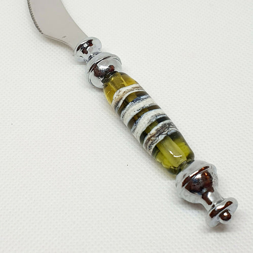Couteau fromagette en verre couleur pomme et ivoire lapis | EMPREINTES Paris - EMPREINTES Paris