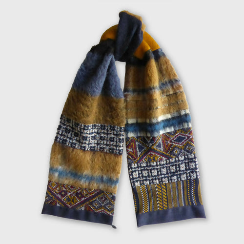 Écharpe hivernale -marine- ocre | EMPREINTES Paris - EMPREINTES Paris