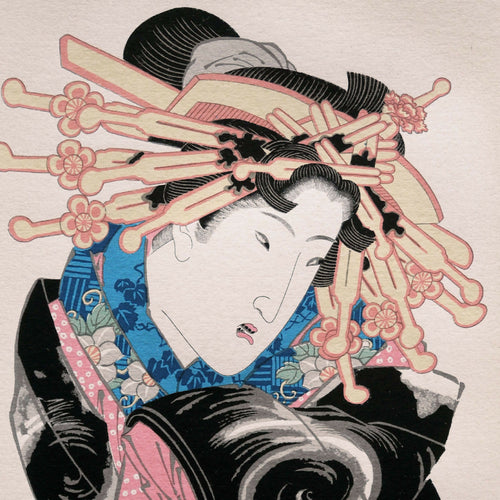 Kesai Eisen : Portrait d'une oiran - Sérigraphie - Coloris au choix | EMPREINTES Paris - EMPREINTES Paris