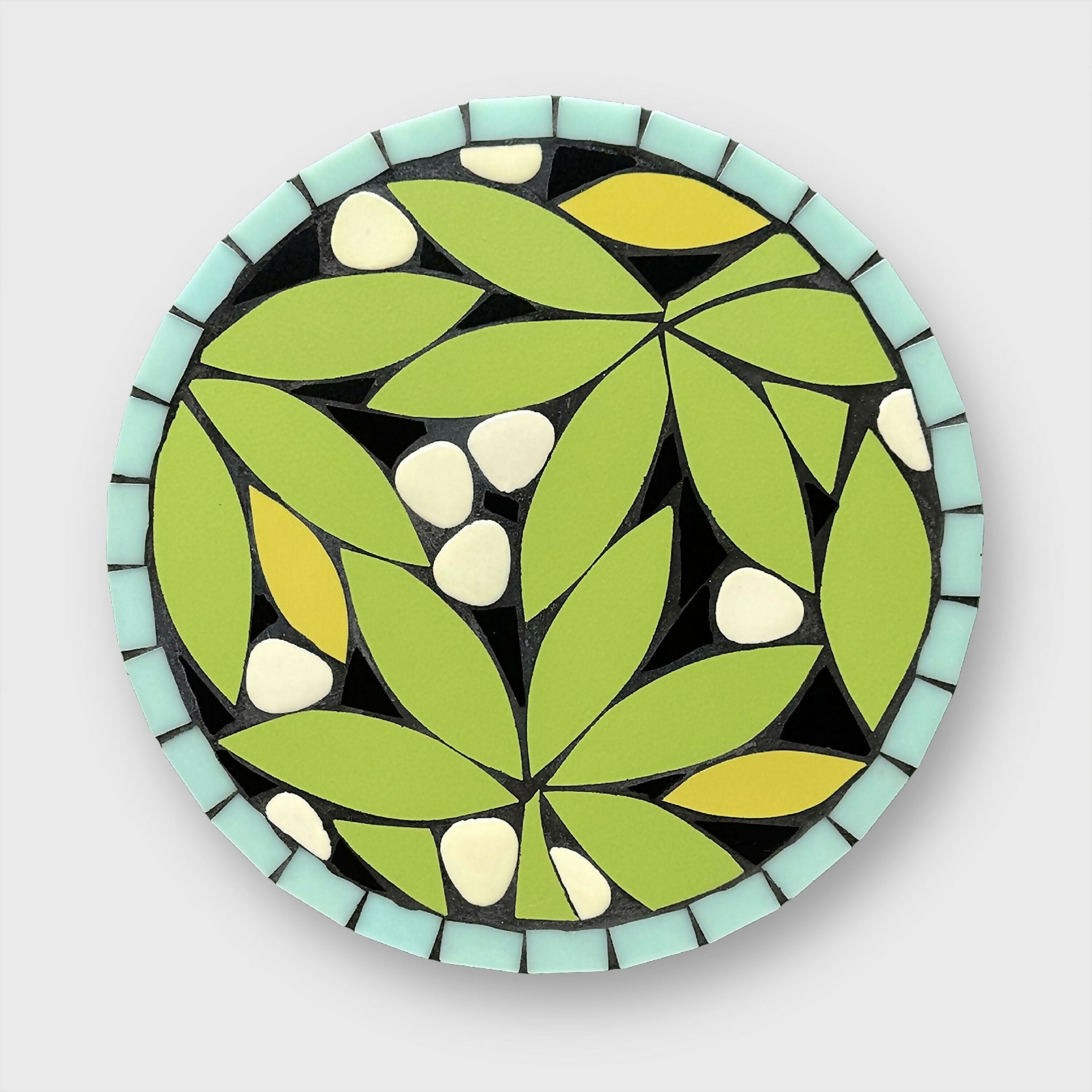 Dessous-de-plat mosaïque Magnolia vert et noir | EMPREINTES Paris