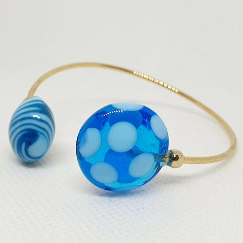 Bracelet jonc doré en verre bleu | EMPREINTES Paris - EMPREINTES Paris