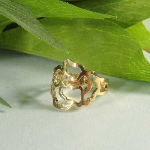 Bague plaqué or ajourée Bouton de rose | EMPREINTES Paris - EMPREINTES Paris