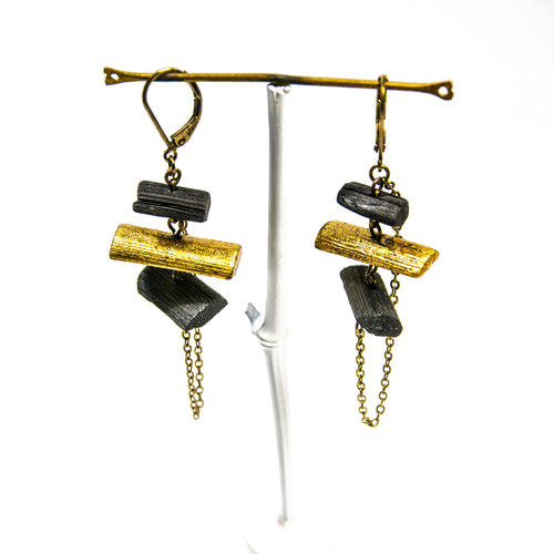 Boucles d’oreilles YAYOI-TSUBUTSUBU-KIN 3 - charcoal copie | EMPREINTES Paris - EMPREINTES Paris