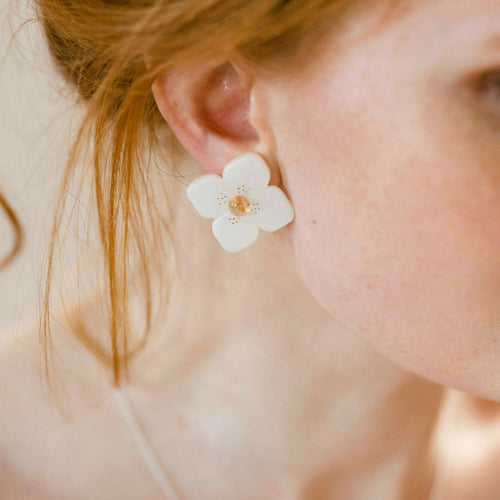 Boucles d'oreilles Clips Clématite blanches | EMPREINTES Paris - EMPREINTES Paris