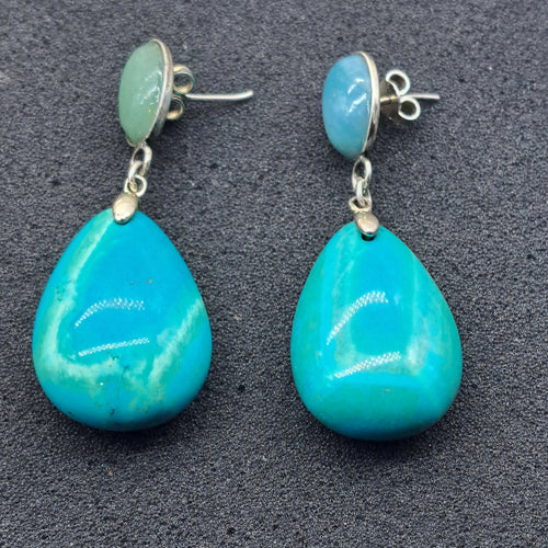 Boucles d'oreilles turquoises de Chine | EMPREINTES Paris - EMPREINTES Paris