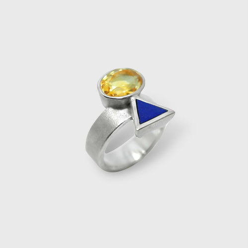 Bague Cairn Argent, Lapis lazuli et Citrine | EMPREINTES Paris - EMPREINTES Paris