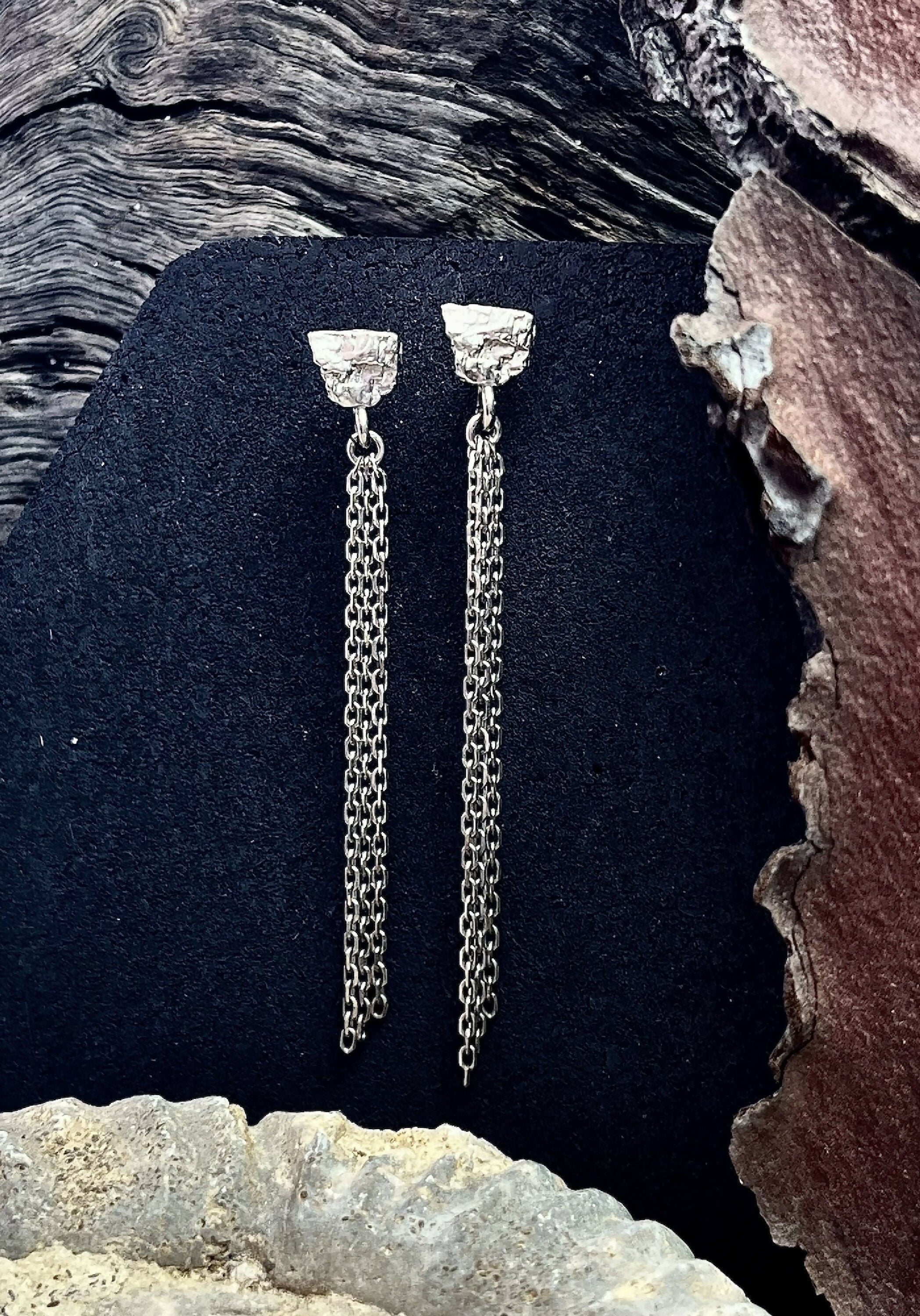 Boucles d’oreilles Galène chaines Argent | EMPREINTES Paris