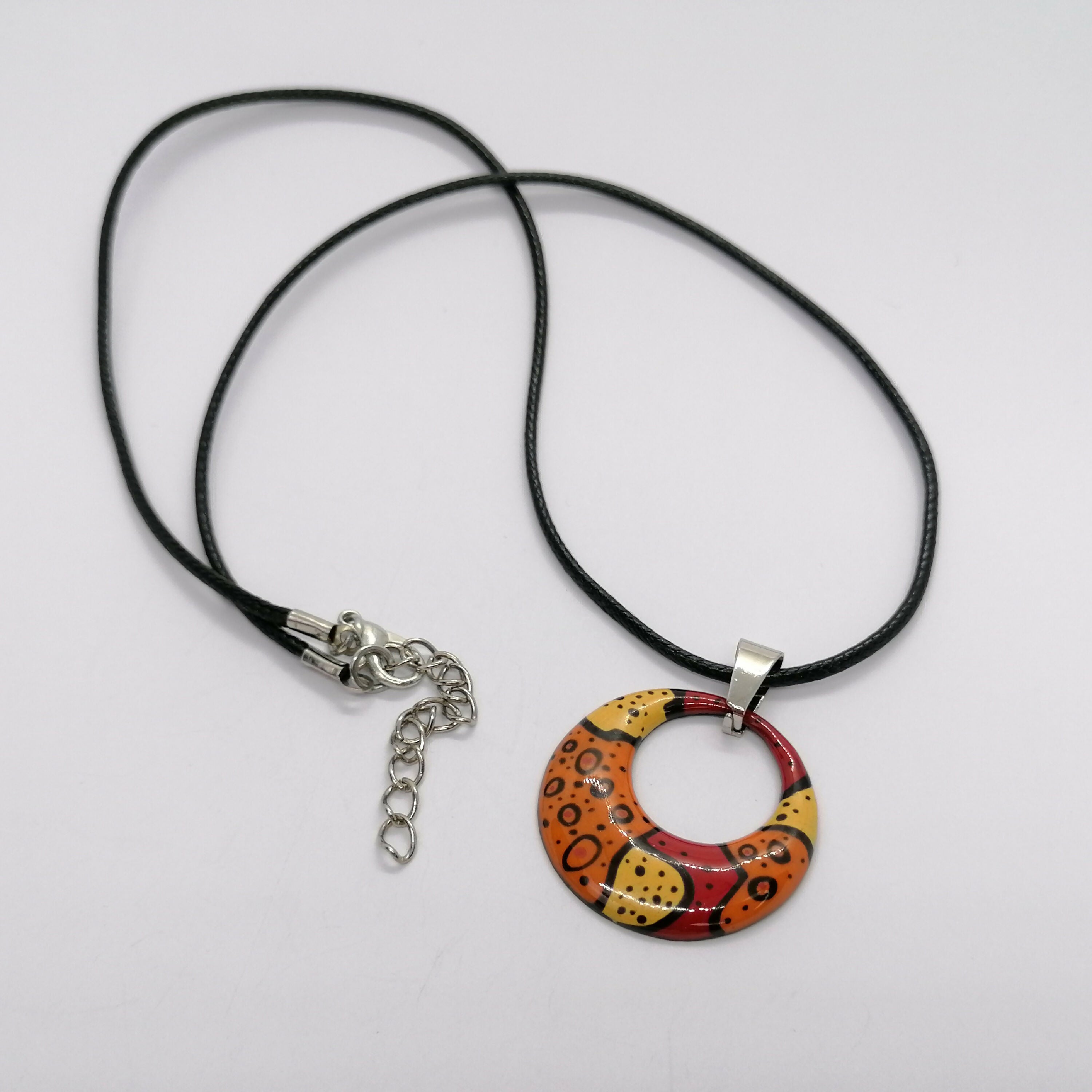 Pendentif Couleurs de Feux en émail sur cuivre rouge | EMPREINTES Paris