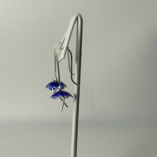 Boucles d'oreilles en argent fin émaillé bicolore Bleu | EMPREINTES Paris - EMPREINTES Paris
