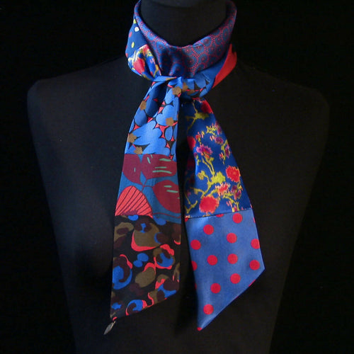 Bandeau soie- pop blue red | EMPREINTES Paris - EMPREINTES Paris