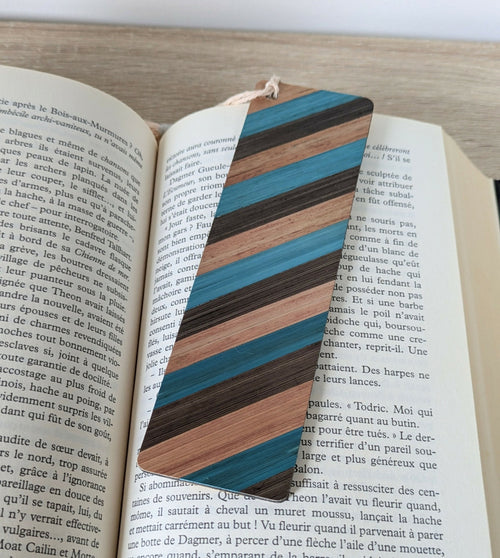 Marque-pages avec marqueterie de paille Bleue/marron/cuivre et Jaune/kaki | EMPREINTES Paris - EMPREINTES Paris