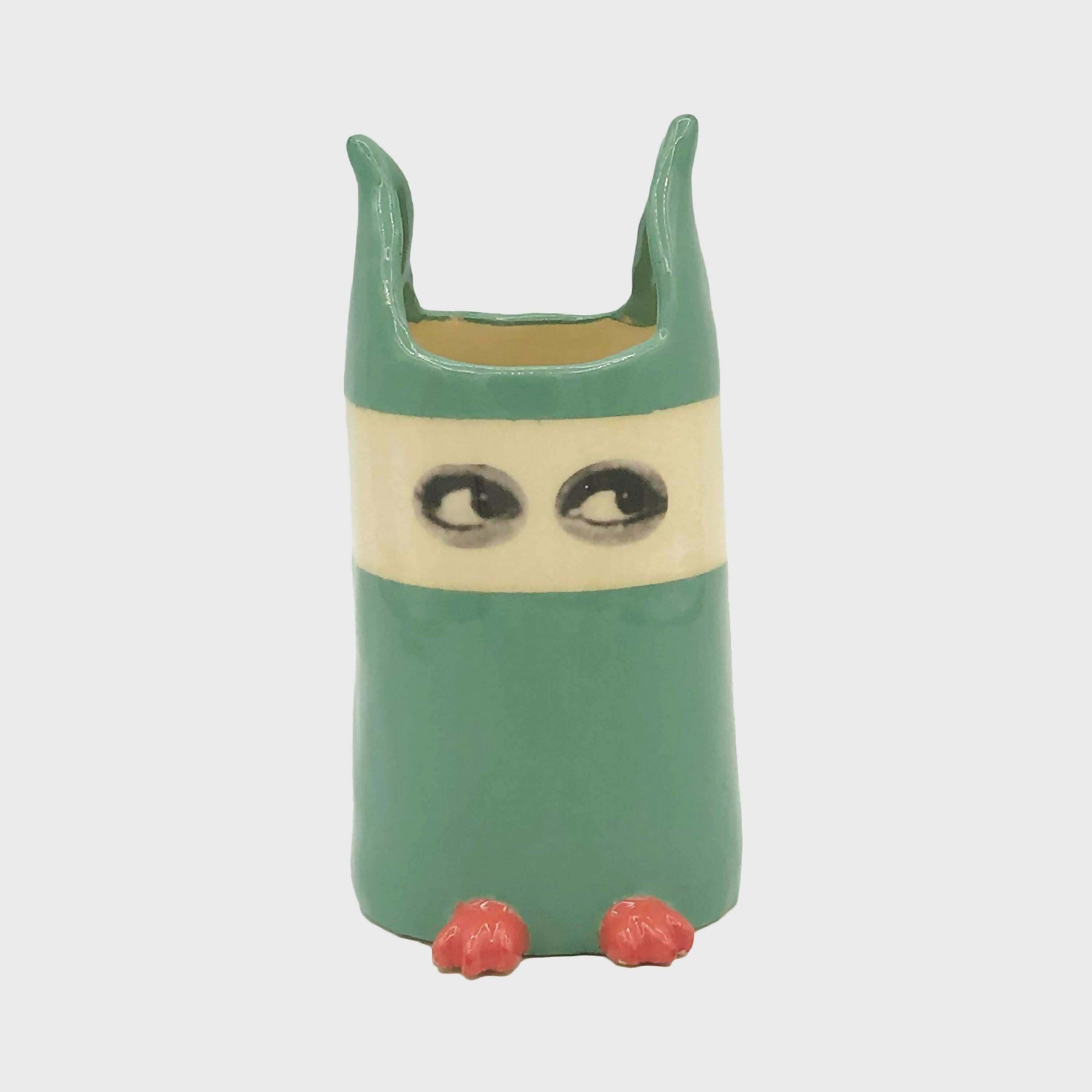 Vase Espionne vert mousse à bandeau, petit modèle | EMPREINTES Paris