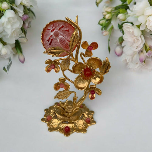 abeille, nature, orange, floral, petite sculpture, feuillage, doré, art nouveau, art decoratif, collection, unique, coquelicot, pierre précieuse | EMPREINTES Paris - EMPREINTES Paris