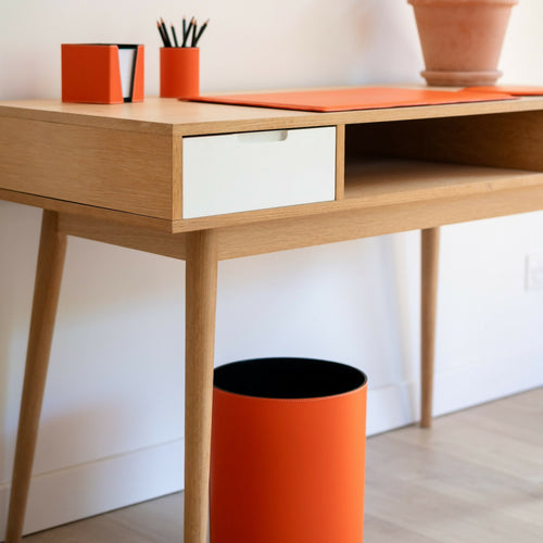 Pot à crayons gainé cuir Orange | EMPREINTES Paris - EMPREINTES Paris