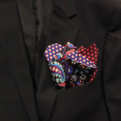 Pochette soie homme - pop blue red | EMPREINTES Paris - EMPREINTES Paris