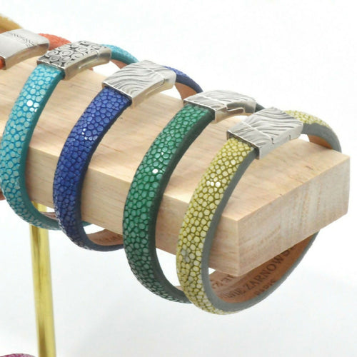 Bracelet en Galuchat turquoise- Fermoir EOLE | EMPREINTES Paris - EMPREINTES Paris