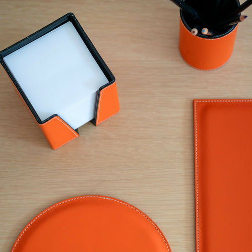 Bloc cube papier Savines cuir Tangerine | EMPREINTES Paris - EMPREINTES Paris