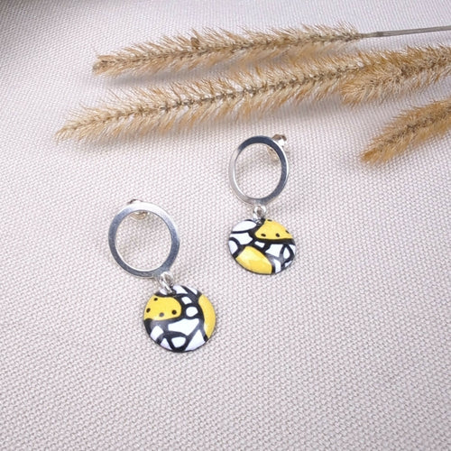 Puces d’oreilles Pop Art en Émail sur cuivre - Jaune | EMPREINTES Paris - EMPREINTES Paris