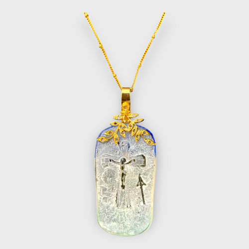 christ, bijou religieux, collier pour femme, idee cadeau pour elle, saint Valentin, piece unique, bijoux cristal, pate de verre | EMPREINTES Paris - EMPREINTES Paris