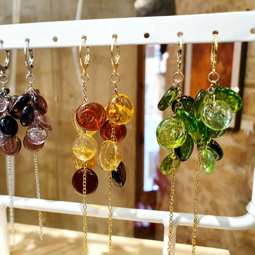 Boucles d'oreilles grappe en verre de Murano- 4 Coloris au choix | EMPREINTES Paris - EMPREINTES Paris