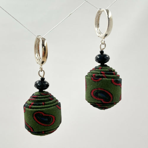 Boucles d'oreilles cachemire vert bouteille | EMPREINTES Paris - EMPREINTES Paris