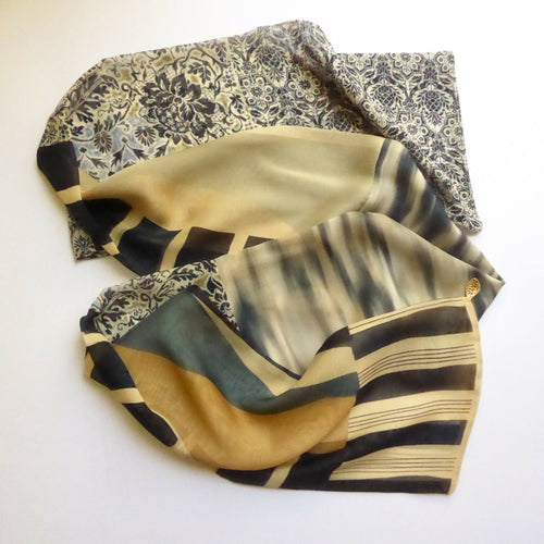 Foulard mousseline soie Graphic flower blue | EMPREINTES Paris - EMPREINTES Paris