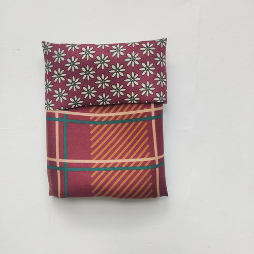 Pochette soie homme - flower check rouge | EMPREINTES Paris - EMPREINTES Paris