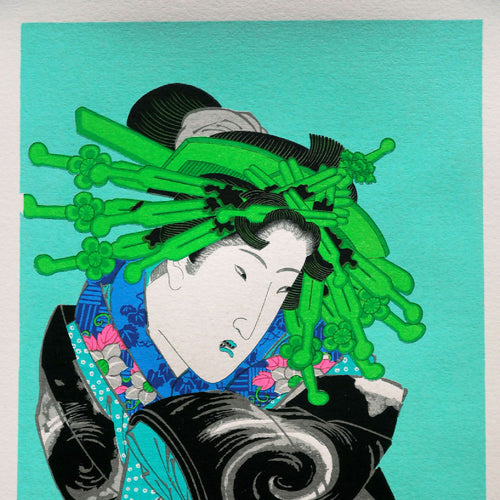 Kesai Eisen : Portrait d'une oiran - Sérigraphie - Coloris au choix | EMPREINTES Paris - EMPREINTES Paris