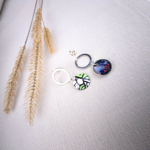 Puces d’oreilles Pop Art en Émail sur cuivre - Vert | EMPREINTES Paris - EMPREINTES Paris