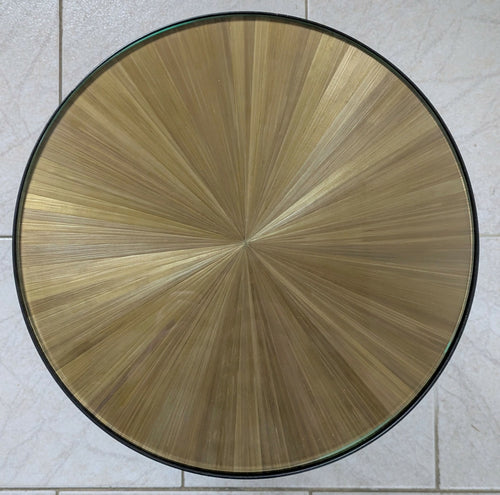 Table d'appoint pieds métal et plateaux avec marqueterie de Paille dorée | EMPREINTES Paris - EMPREINTES Paris