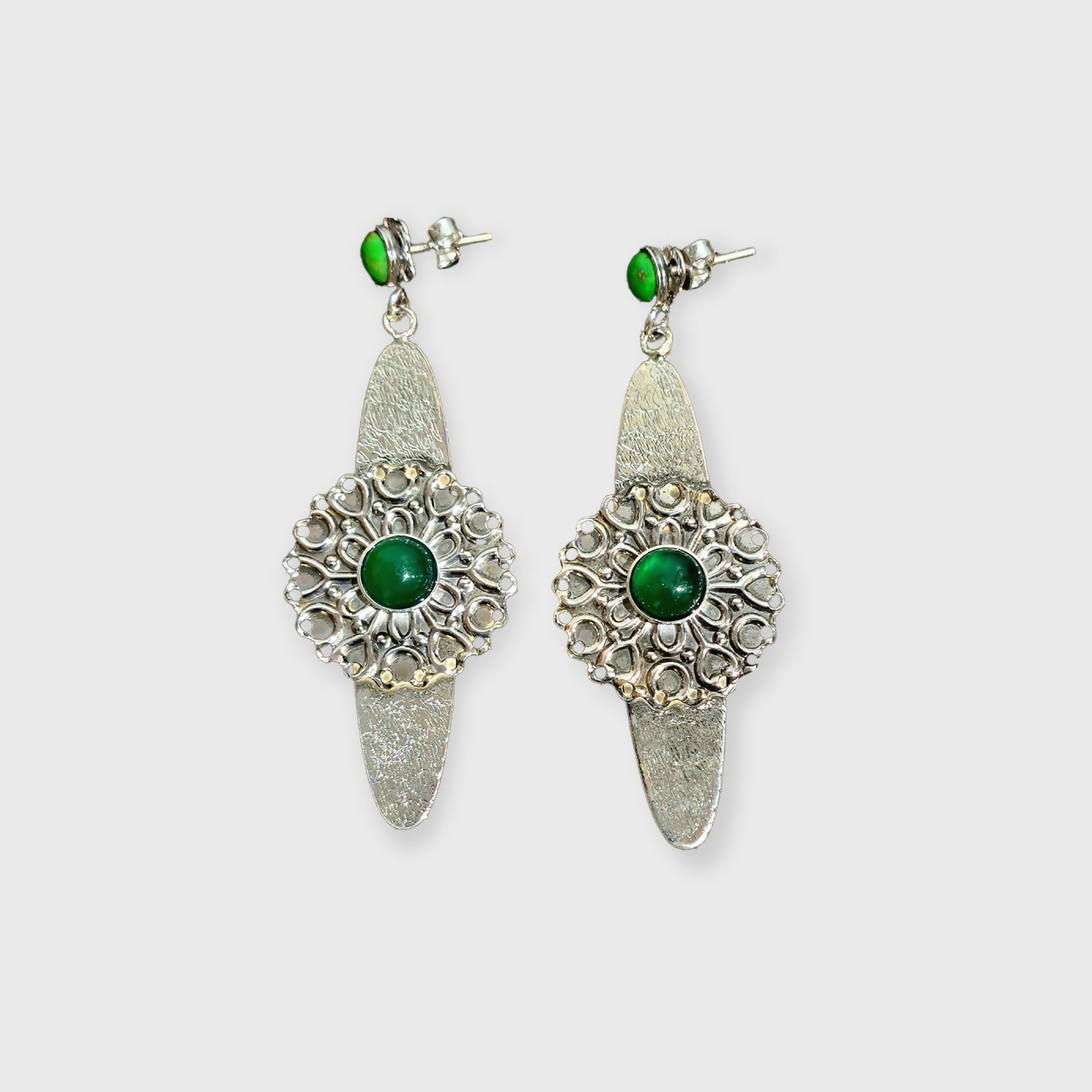 Boucles d oreilles argent agate verte | EMPREINTES Paris