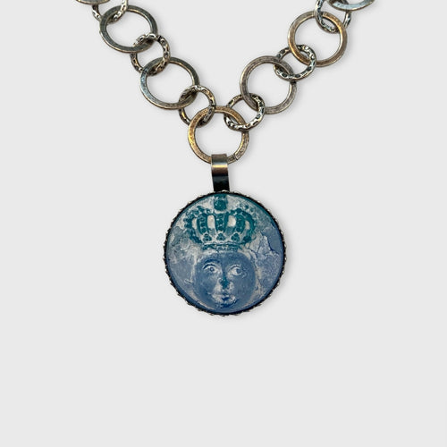 Collier tête couronnée bleue | EMPREINTES Paris - EMPREINTES Paris