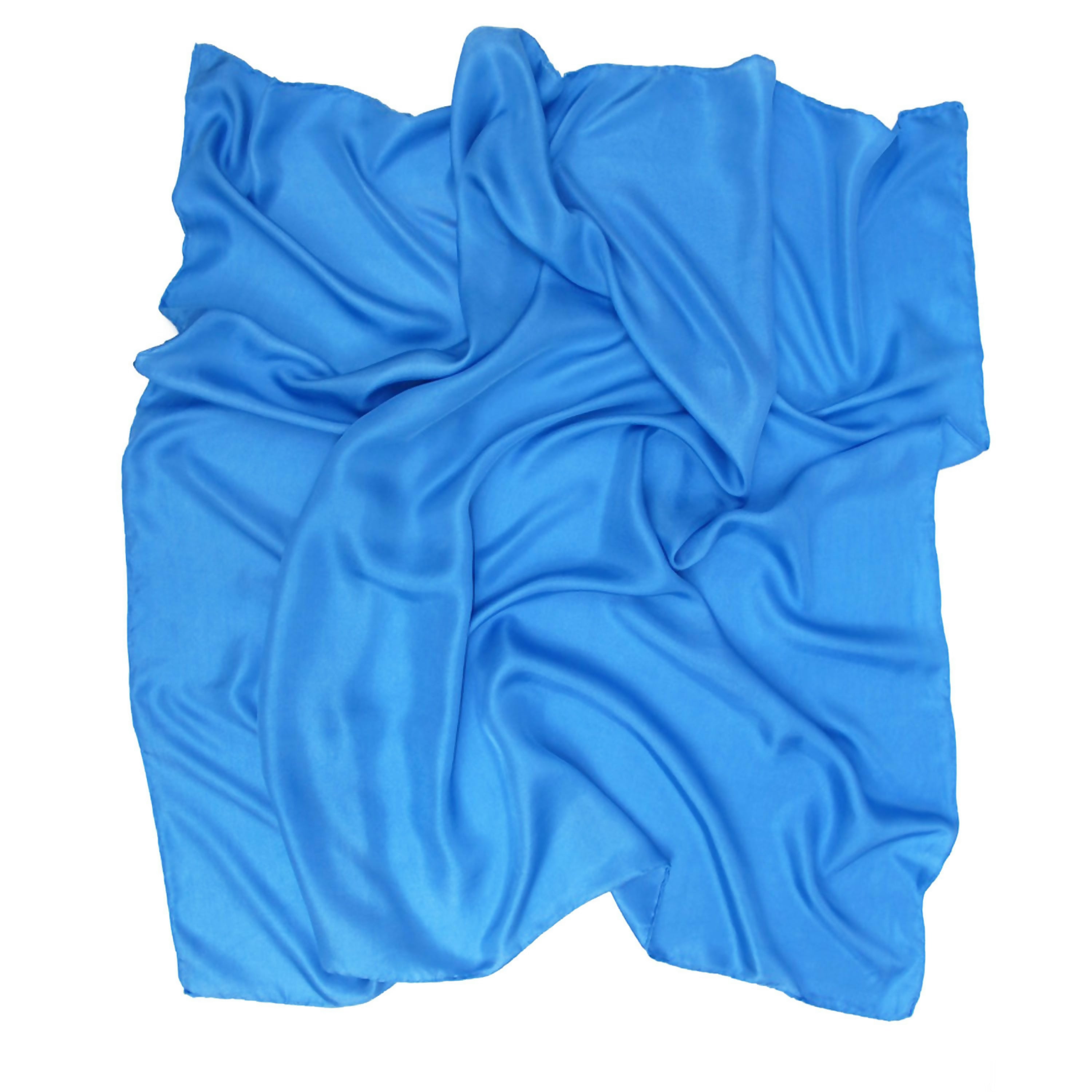 Carré 90 uni twill de soie bleu | EMPREINTES Paris