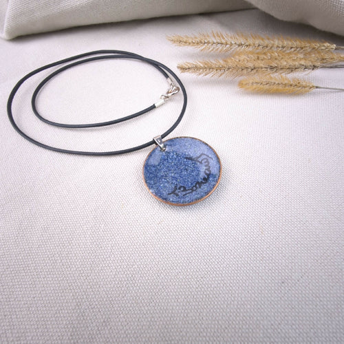 Collier en émail sur paillon d'argent - Lumière & Élégance - Bleus | EMPREINTES Paris - EMPREINTES Paris