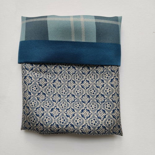 Pochette soie homme - check blue | EMPREINTES Paris - EMPREINTES Paris