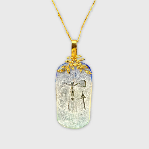 christ, bijou religieux, collier pour femme, idee cadeau pour elle, saint Valentin, piece unique, bijoux cristal, pate de verre | EMPREINTES Paris - EMPREINTES Paris
