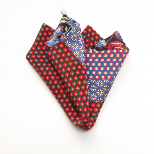 Pochette soie homme - pop blue red | EMPREINTES Paris - EMPREINTES Paris