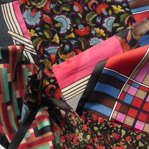 Écharpe soie graphic flower rouge | EMPREINTES Paris - EMPREINTES Paris