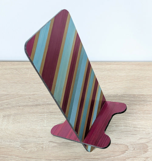 Support téléphone avec marqueterie de paille Bordeaux turquoise et dorée | EMPREINTES Paris - EMPREINTES Paris
