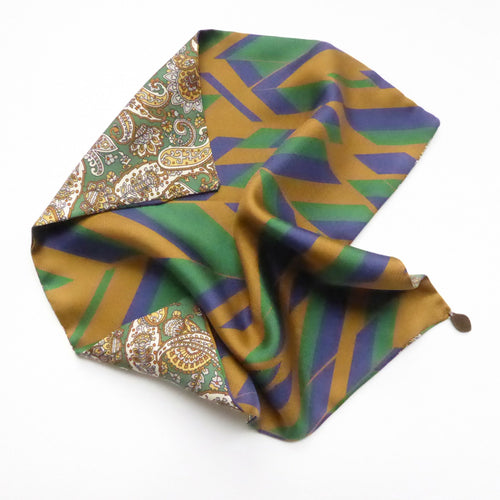 Pochette soie homme - cachemire geometrique vert | EMPREINTES Paris - EMPREINTES Paris