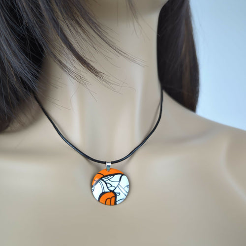 Collier Pop Art en émail sur cuivre - Orange | EMPREINTES Paris - EMPREINTES Paris