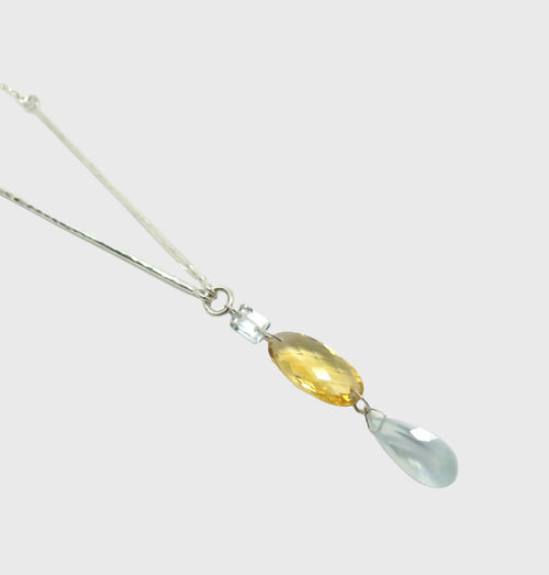 Collier long Argent, citrine et Aigue marine | EMPREINTES Paris - EMPREINTES Paris