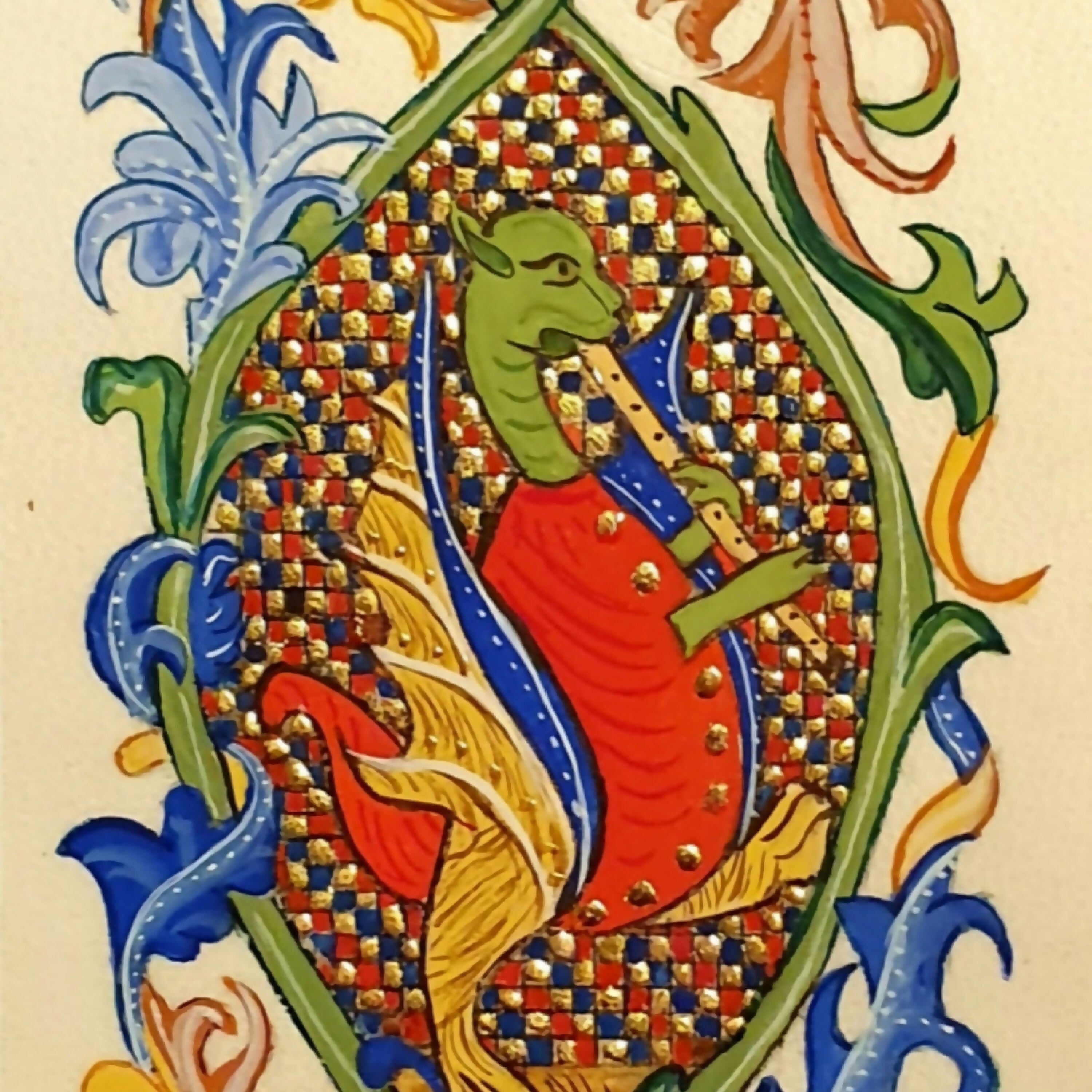 enluminure_dragon_musicien_les_parchemins_dores_enluminure copie | EMPREINTES Paris