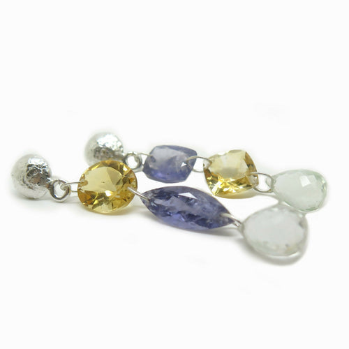 Boucles d’oreilles Argent ,citrine ,cordierite et aigue marine | EMPREINTES Paris - EMPREINTES Paris