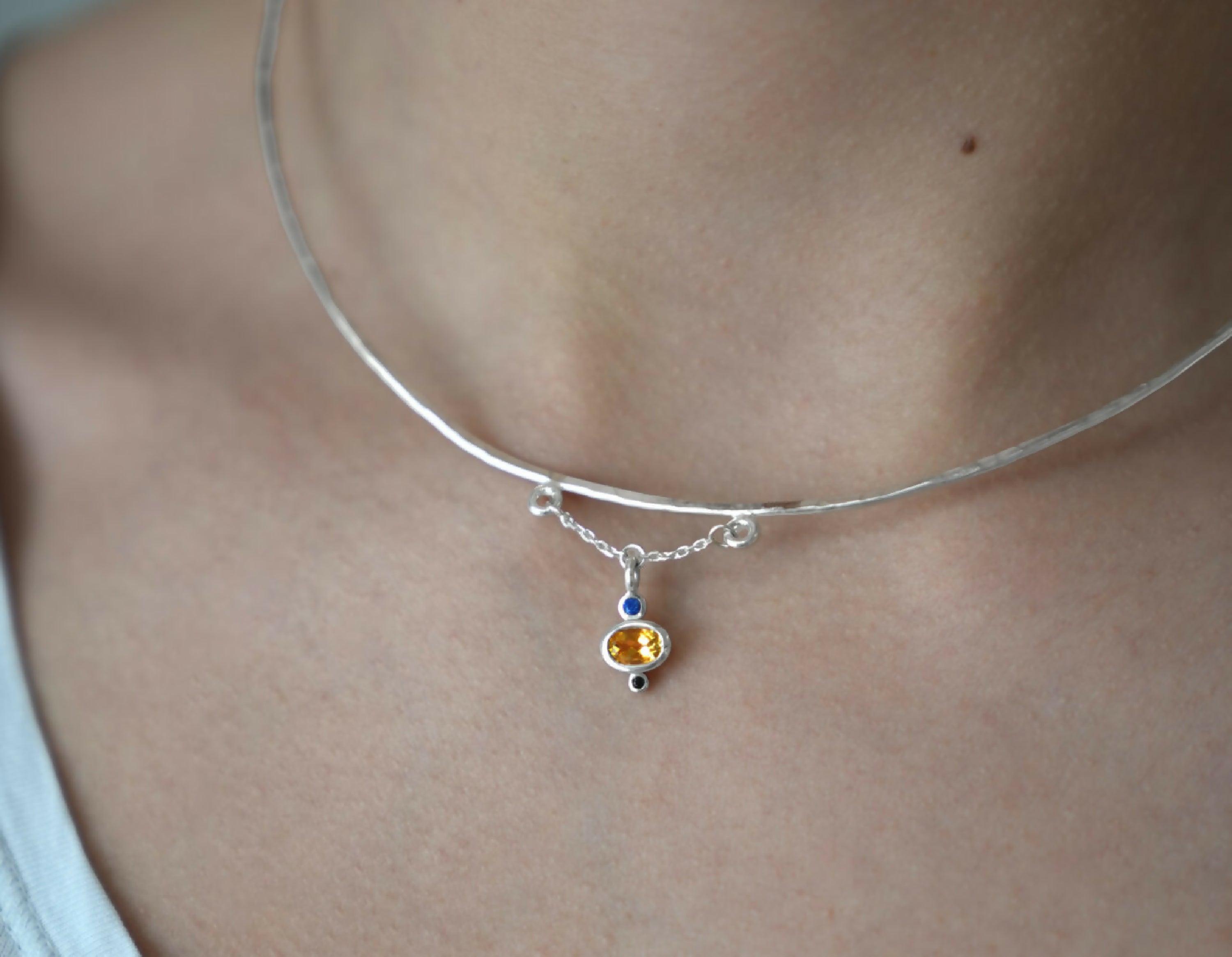 Collier Cairn Argent et pierres fines 2 | EMPREINTES Paris