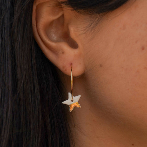 Créoles Etoiles en porcelaine et or | EMPREINTES Paris - EMPREINTES Paris