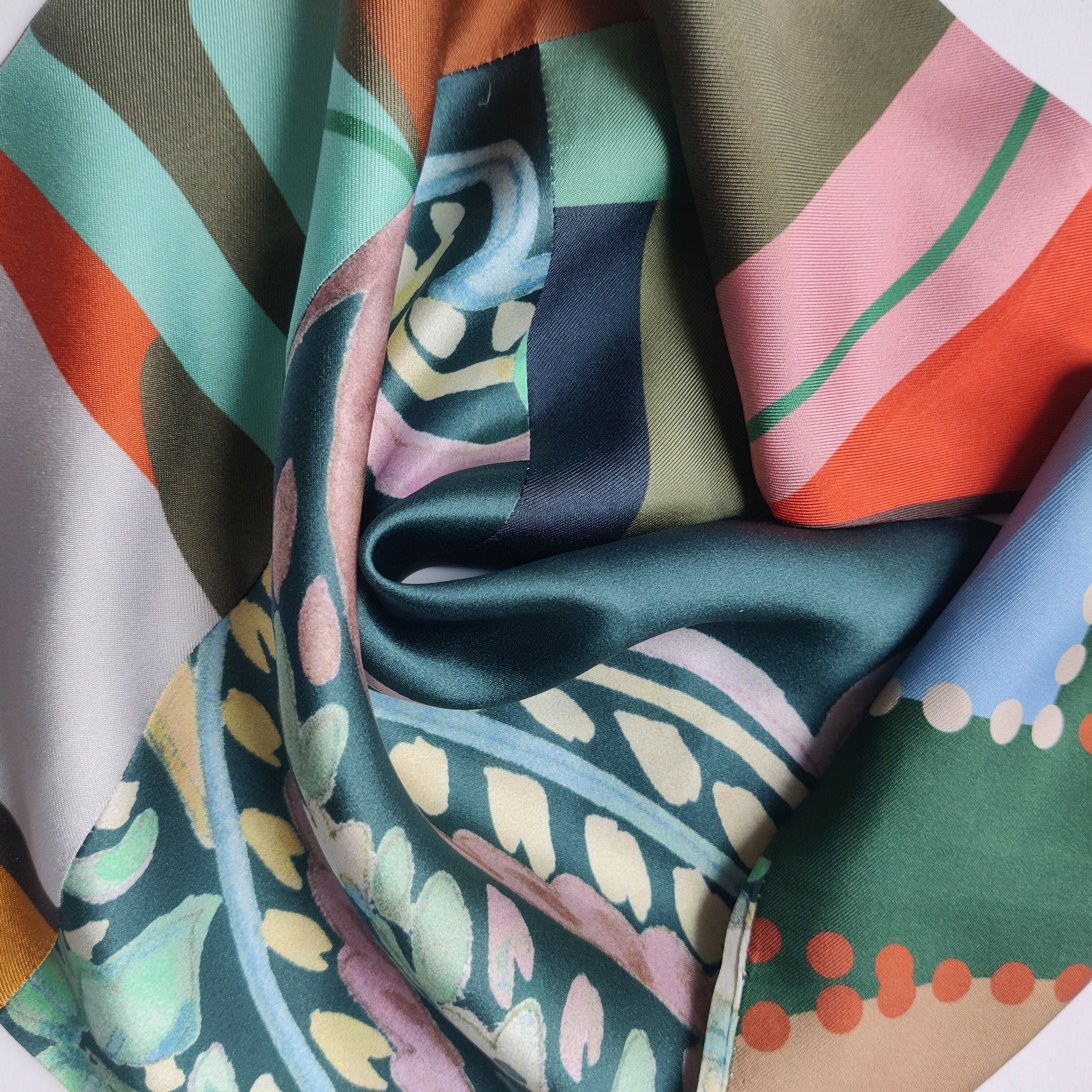 Foulard pointe soie- geometric multico | EMPREINTES Paris
