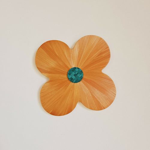 FlowerPower - fleur en marqueterie de paille orange et vert | EMPREINTES Paris - EMPREINTES Paris