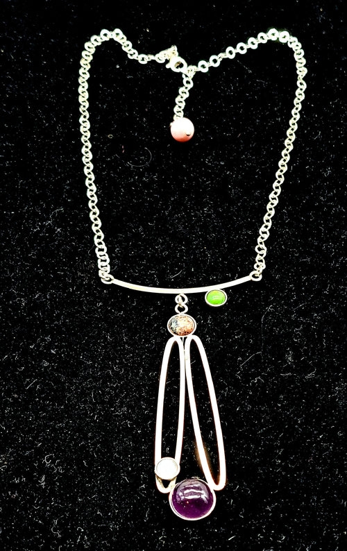 Collier en argent, améthystes, turquoise mojave et jaspe | EMPREINTES Paris - EMPREINTES Paris